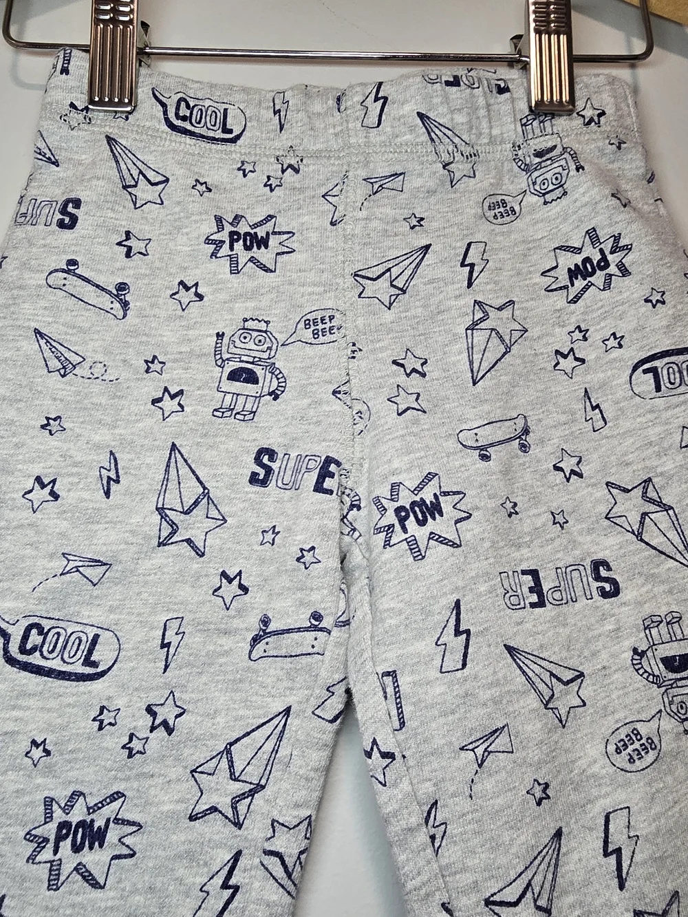 Carter's Light Gray Jogger Pants with Navy Print Robot Print